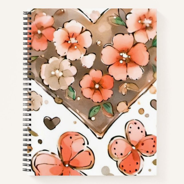 Cuaderno Mariposas, corazones y flores (Anverso)
