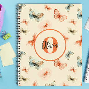 Cuaderno Mariposas de Acuarela Moderna con Monograma