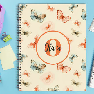 Cuaderno Mariposas de Acuarela Moderna con Monograma