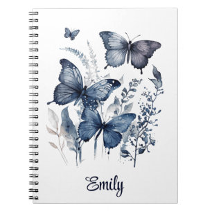 Cuaderno Mariposas de arte Delft azules y blancas con flore