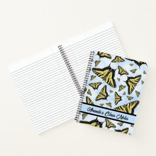 Cuaderno Mariposas de cola cruda amarilla azul personalizad