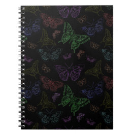 Cuaderno Mariposas de color negro y arcoiris volando