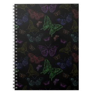 Cuaderno Mariposas de color negro y arcoiris volando