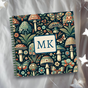 Cuaderno Mariposas de colores vintage, hongos y follaje