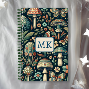Cuaderno Mariposas de colores vintage, hongos y follaje