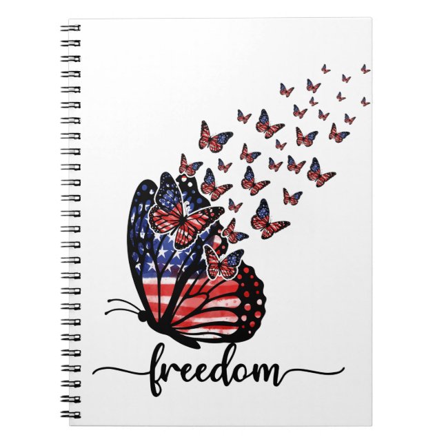 Cuaderno Mariposas de Libertad | Rojo patriótico, blanco, a (Frente)
