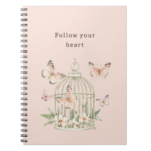 Cuaderno Mariposas de melocotón Jaula Floral