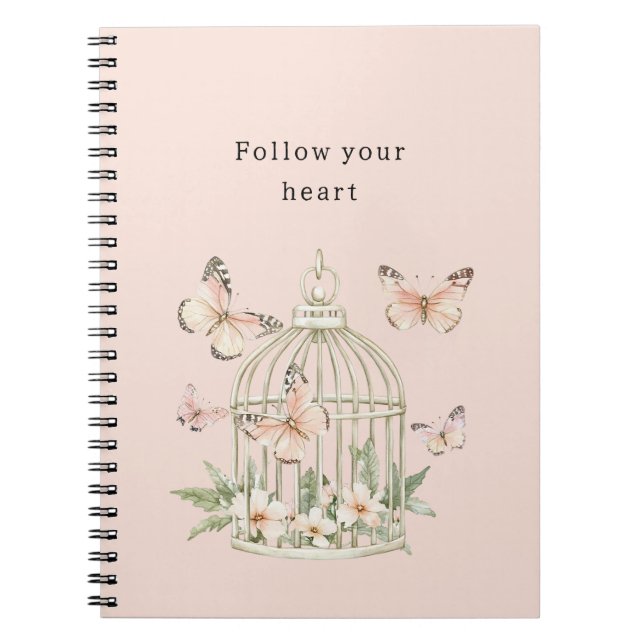 Cuaderno Mariposas de melocotón Jaula Floral (Frente)