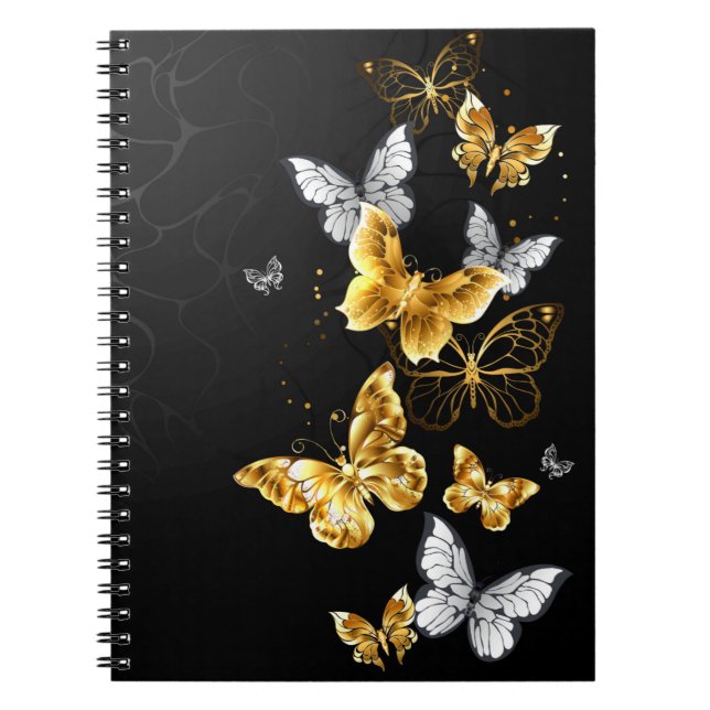 Cuaderno Mariposas doradas y blancas (Frente)