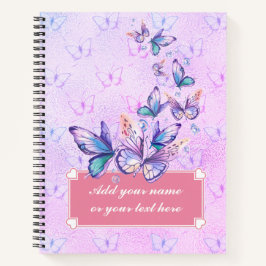 Cuaderno Mariposas Elegantes de Acuarela Moradas y Rosadas