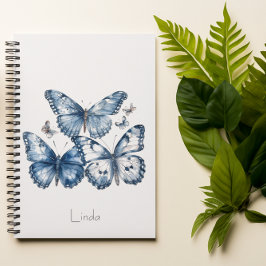 Cuaderno Mariposas en azul Delft, personalizable