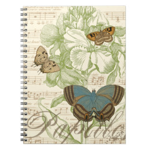 Cuaderno Mariposas en chapa con diseño floral
