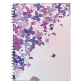 Cuaderno mariposas en tonos púrpuras