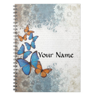 Cuaderno Mariposas florales azules