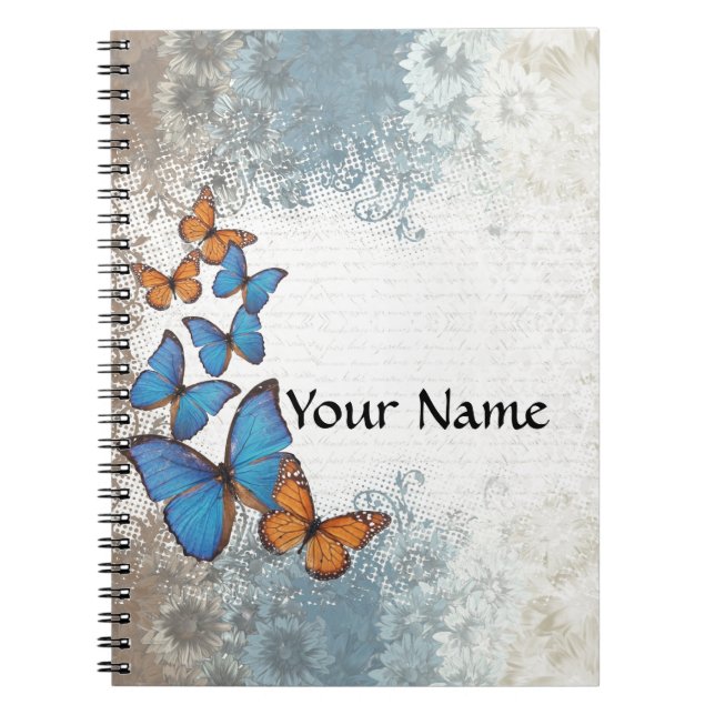 Cuaderno Mariposas florales azules (Frente)