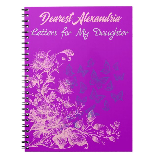 Cuaderno Mariposas Florales Moradas Cartas a Mi Hija  (Frente)