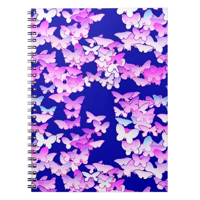 Cuaderno Mariposas, lavanda y azul oscuro (Frente)