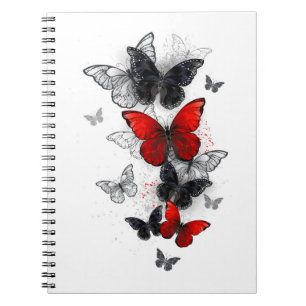 Cuaderno Mariposas Morpho voladoras negras y rojas