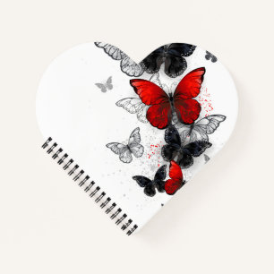 Cuaderno Mariposas Morpho voladoras negras y rojas