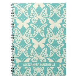 Cuaderno Mariposas naturales de diseño elegante en Verde az