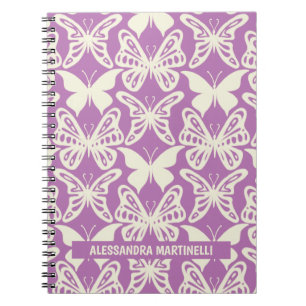 Cuaderno Mariposas naturales en un bloc de notas púrpura