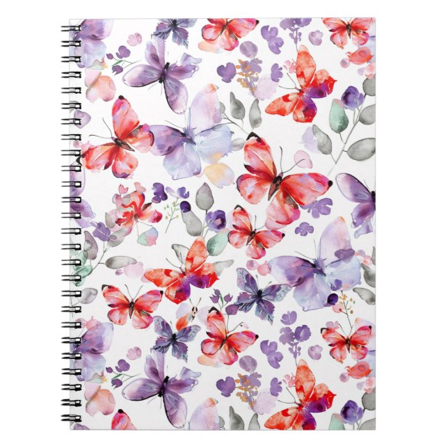 Cuaderno Mariposas Rojas Purpúreas (Frente)