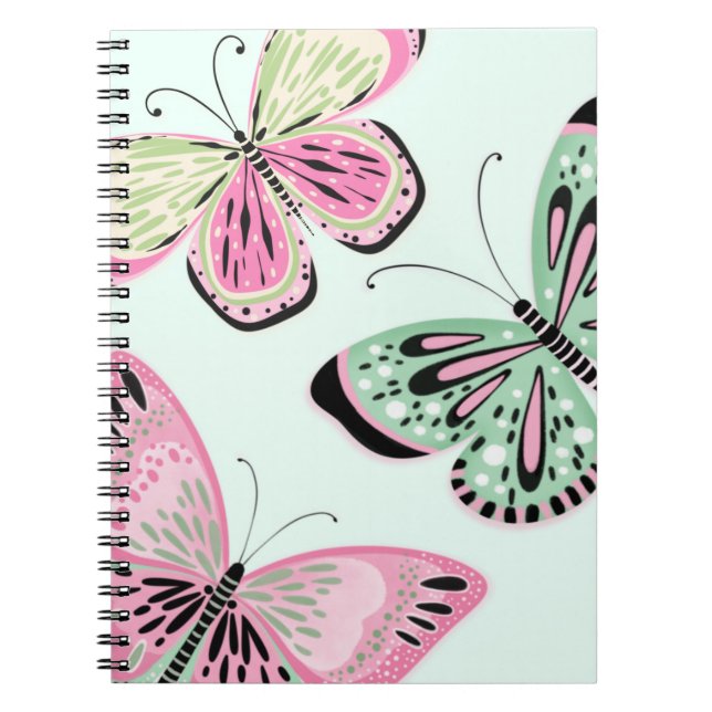 Cuaderno Mariposas Rosa y Verdes (Frente)