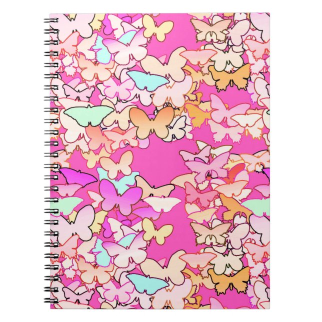 Cuaderno Mariposas, rosadas múltiples y profundas (Frente)