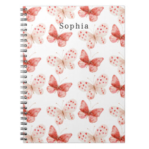 Cuaderno Mariposas Rosadas Rojo Besos Abrazos