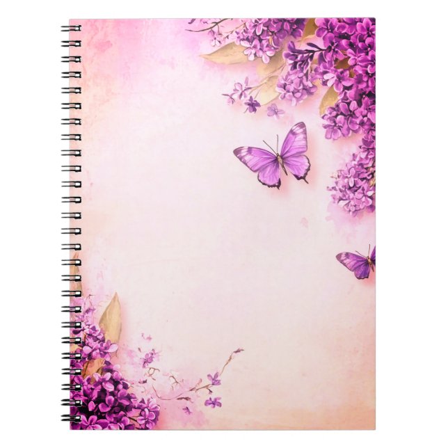 Cuaderno Mariposas rosadas y púrpura (Frente)