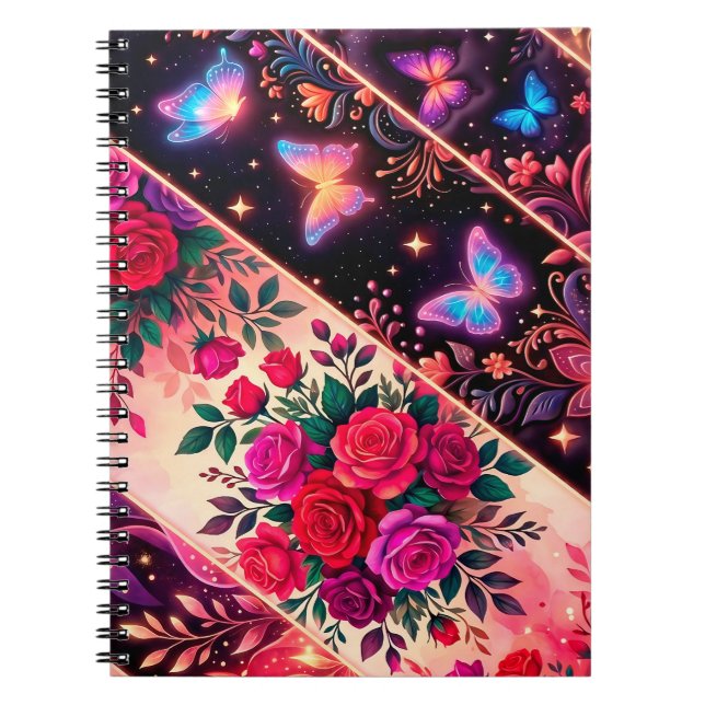 Cuaderno Mariposas, Sueños Florales y Elegancia Dorada (Frente)