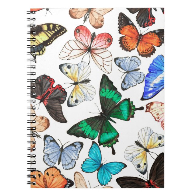 Cuaderno Mariposas tropicales: acuarela colorida. (Frente)