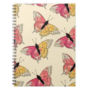 Cuaderno Mariposas volando: patrón de marfil ininterrumpido