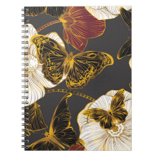 Cuaderno Mariposas y flores: Patrón de Boho de primavera