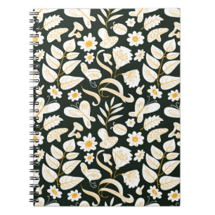 Cuaderno Mariposas y flores: Patrón de verano de Doodle.