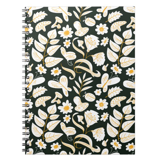 Cuaderno Mariposas y flores: Patrón de verano de Doodle. (Frente)