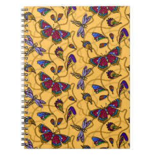 Cuaderno Mariposas y libélulas de joyas en amarillo