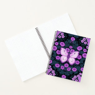 Cuaderno Mariposas y simetría floral, violeta y azul