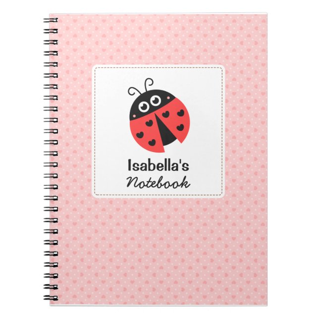 Cuaderno Mariquita Adorable con Corazones para Niñas (Frente)