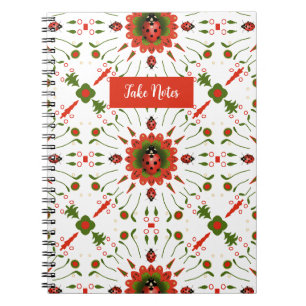 Cuaderno Mariquita de Navidad Roja, Blanca, Verde Espiral