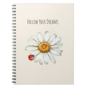 Cuaderno Mariquita Roja Negra Flor Margarita