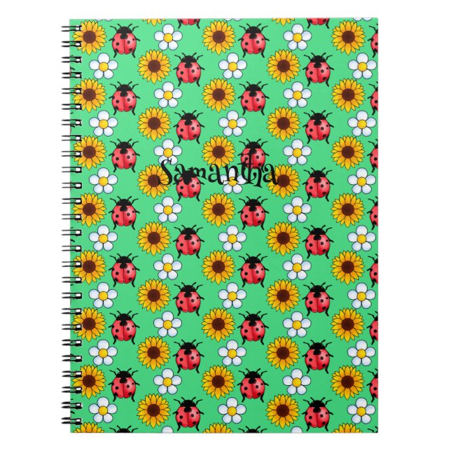 Cuaderno Mariquita Roja Y Negra Con Flores (Frente)
