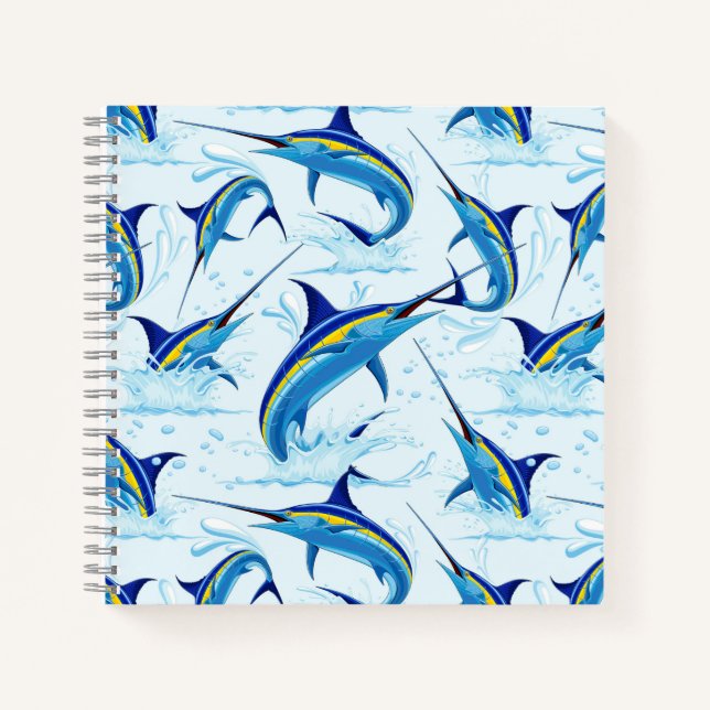 Cuaderno Marlín Azul Saltando del Océano (Anverso)