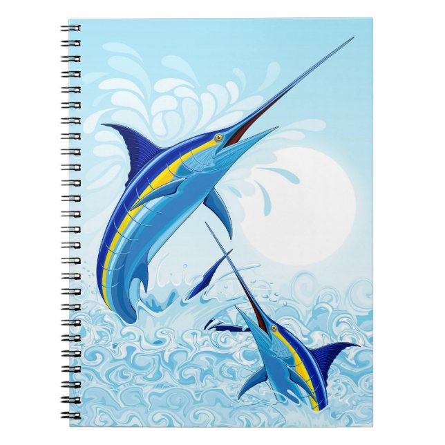Cuaderno Marlín Azul Saltando fuera del Océano (Frente)