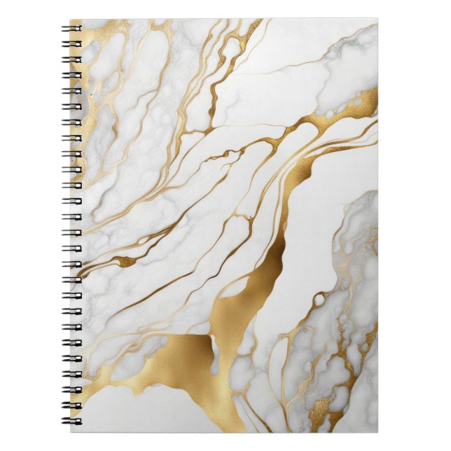 Cuaderno Mármol abstracto dorado y blanco (Frente)