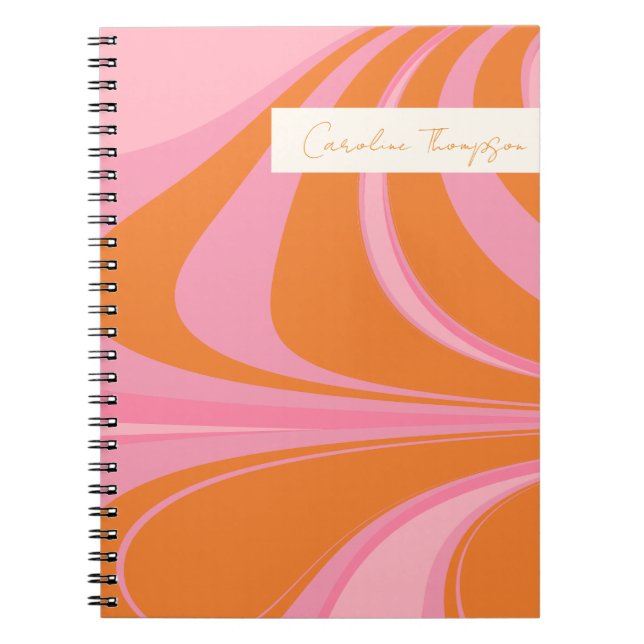 Cuaderno Mármol abstracto rosa naranja boho personalizado  (Frente)