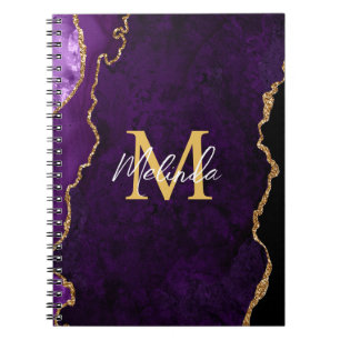 Cuaderno Mármol Ágata Púrpura y Dorado