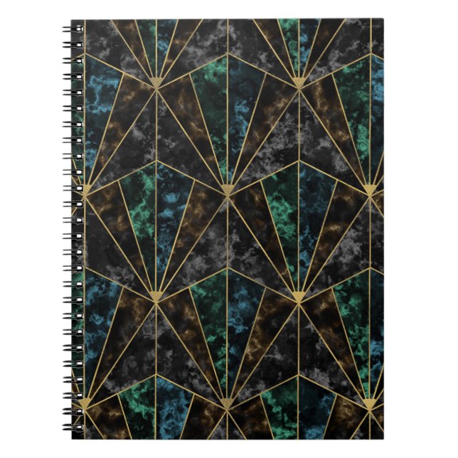 Cuaderno Mármol Art Deco: Lujo malaquita (Frente)