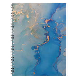 Cuaderno Mármol azul abstracto con oro purpurina
