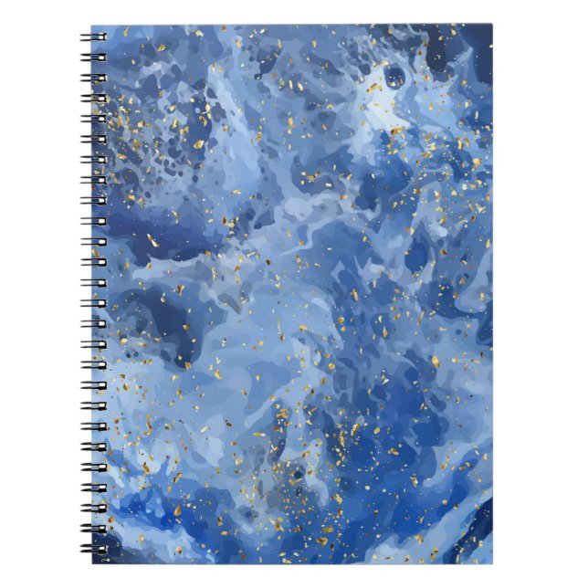 Cuaderno Mármol azul y textura dorada (Frente)